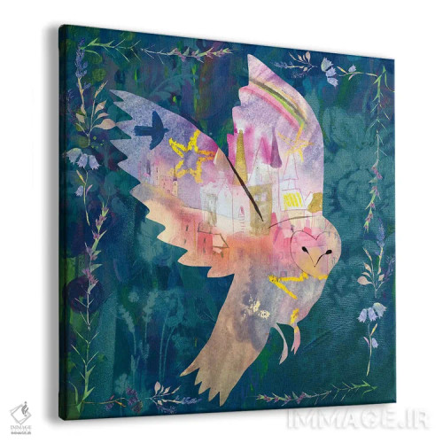 تابلو جغد صورتی اثر کلر وستوود - نمای پرسپکتیو محصول