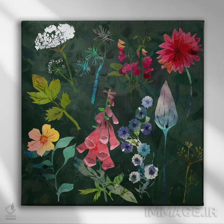 تابلو چیدمان گلها اثر کلر وستوود - نمای روبهرو روی دیوار