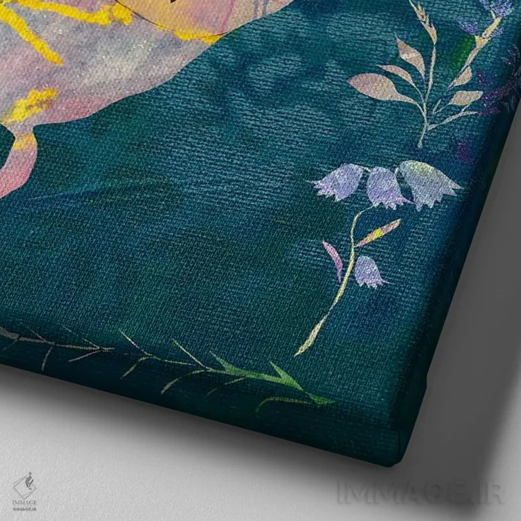 تابلو جغد صورتی اثر کلر وستوود - نمای نزدیک بافت بوم