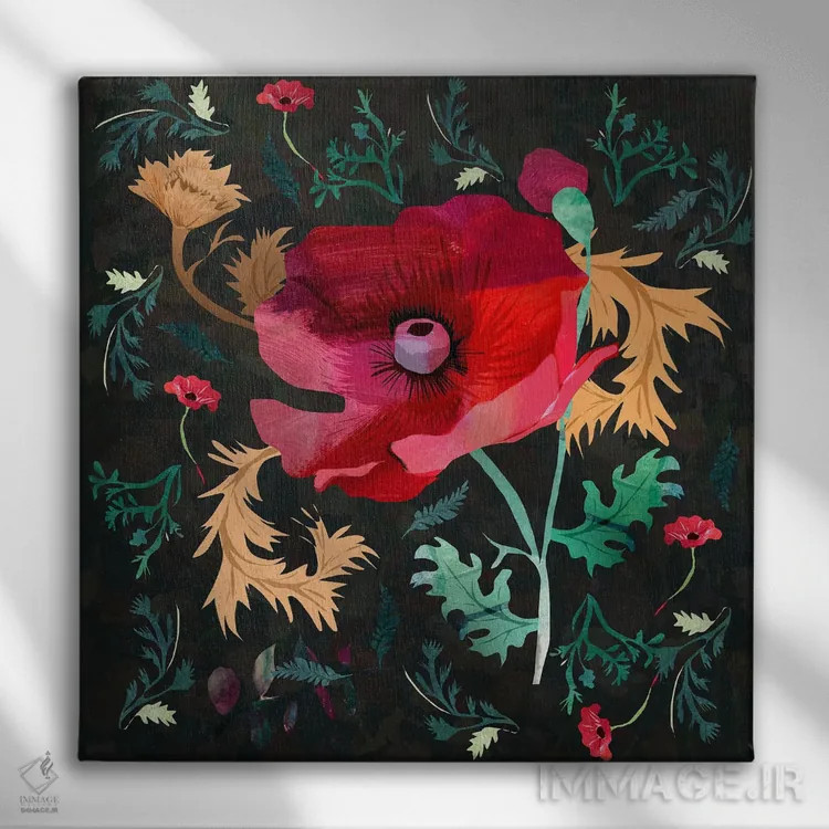 تابلو شقایق اثر کلر وستوود - نمای روبهرو روی دیوار