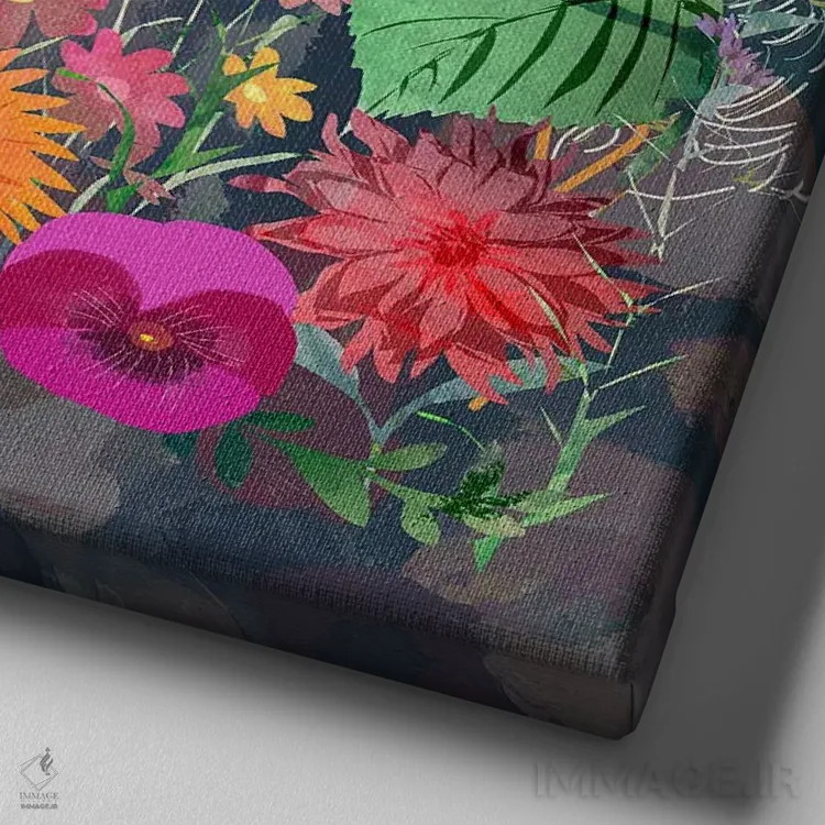 تابلو گلدار اثر کلر وستوود - نمای نزدیک بافت بوم