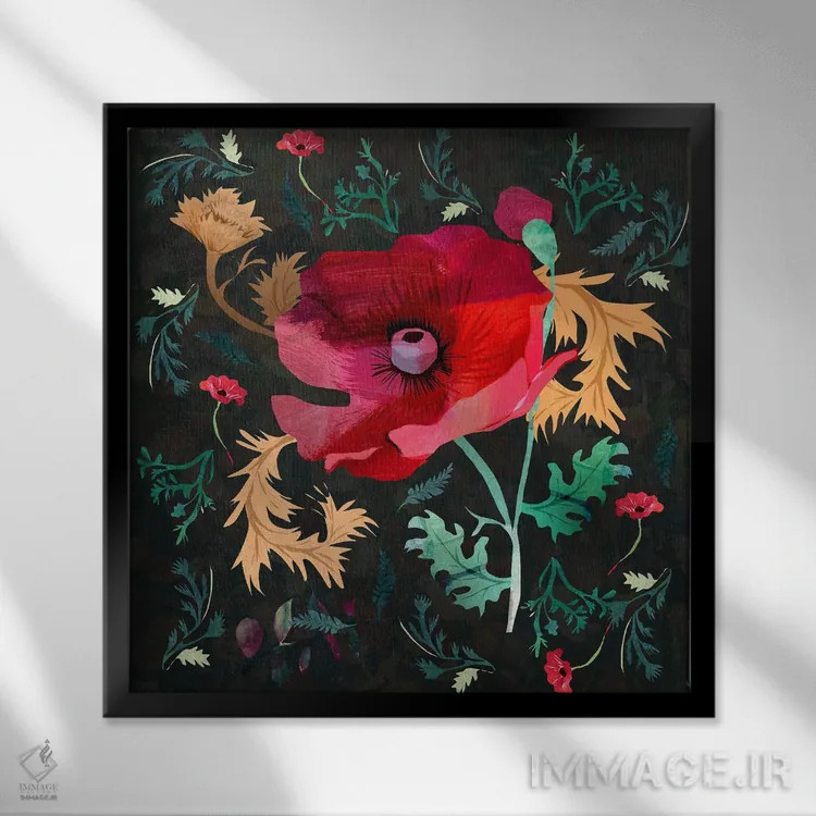 تابلو شقایق اثر کلر وستوود - نمای قابدار مشکی