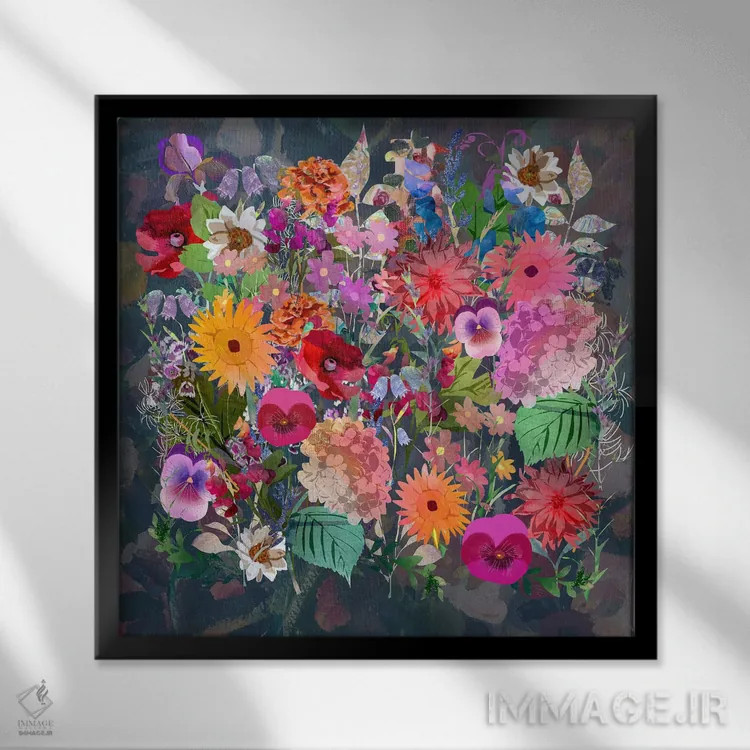 تابلو گلدار اثر کلر وستوود - نمای قابدار مشکی