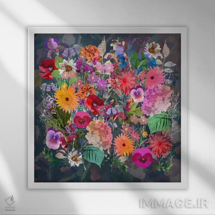 تابلو گلدار اثر کلر وستوود - نمای قابدار سفید