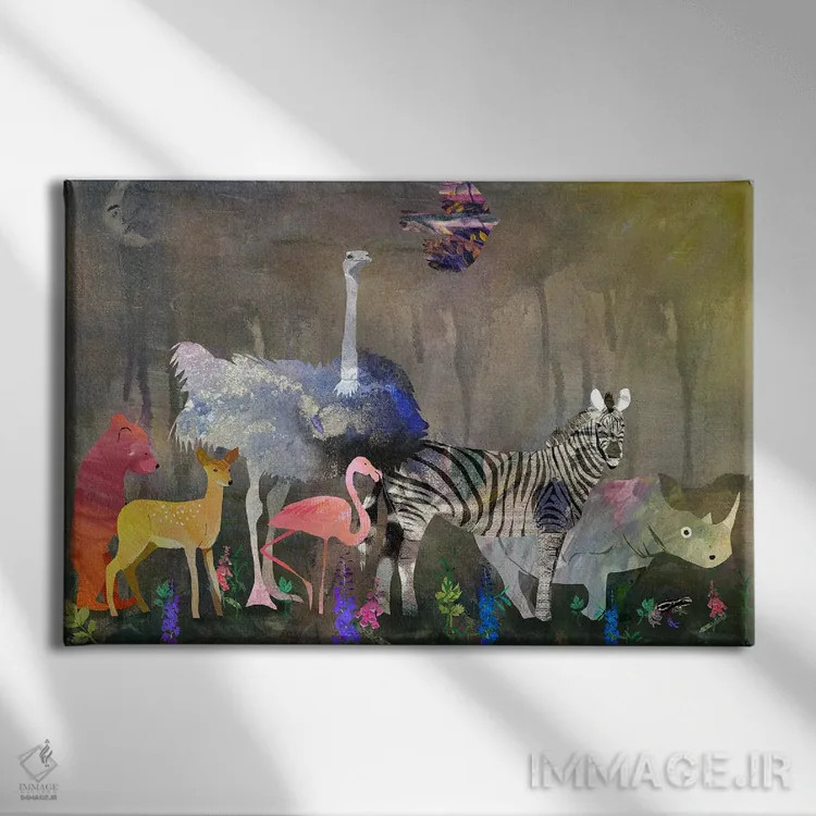 تابلو حیوانات اثر کلر وستوود - نمای روبهرو روی دیوار