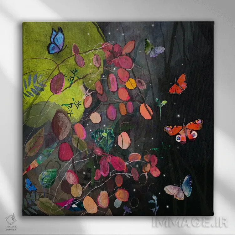 تابلو پروانهها اثر کلر وستوود - نمای روبهرو روی دیوار