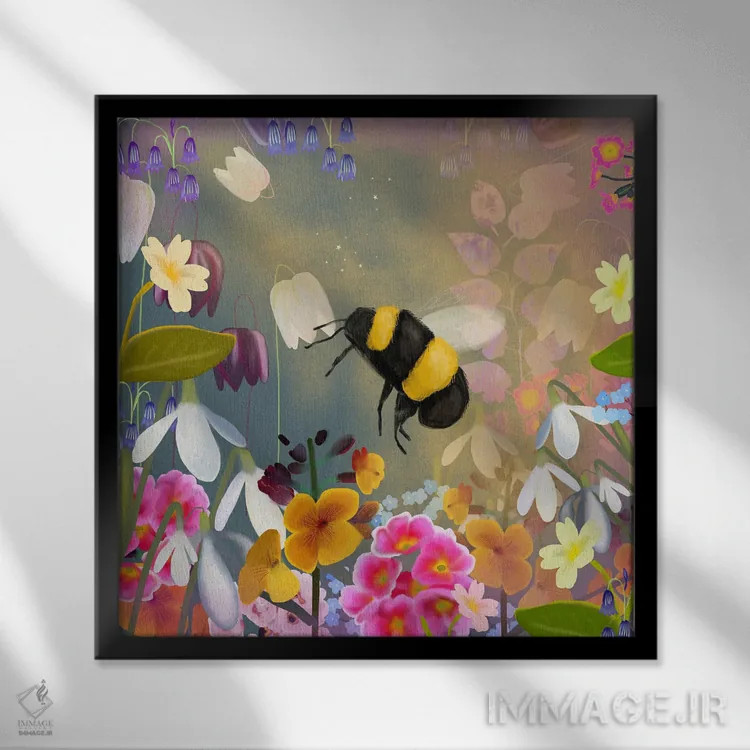تابلو زنبور عسل اثر کلر وستوود - نمای قابدار مشکی