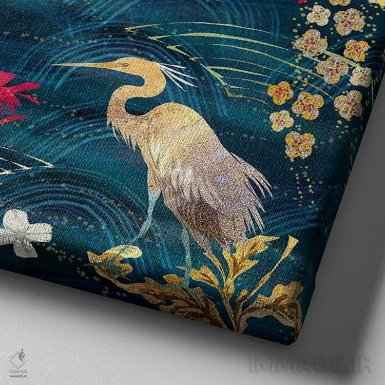 تابلو درنا اثر کلر وستوود - نمای نزدیک بافت بوم