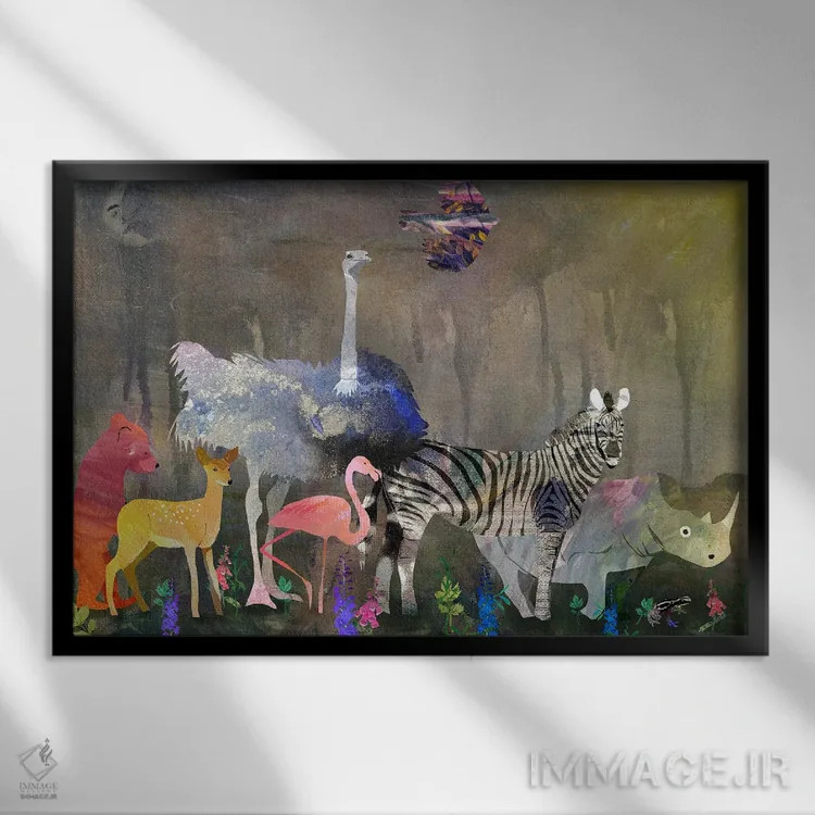 تابلو حیوانات اثر کلر وستوود - نمای قابدار مشکی