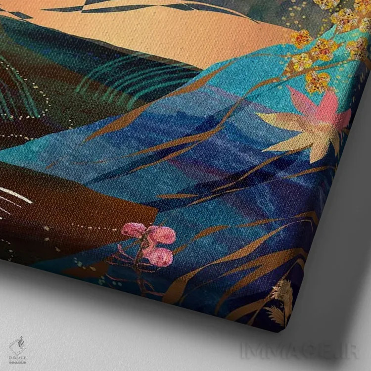 تابلو درخت و طاووس اثر کلر وستوود - نمای نزدیک بافت بوم