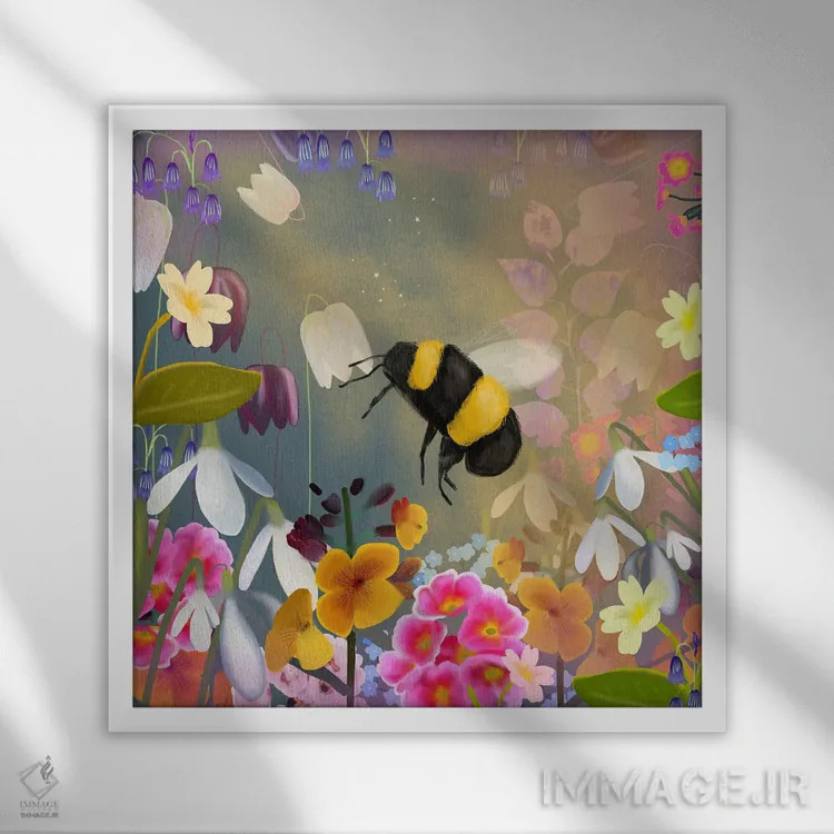 تابلو زنبور عسل اثر کلر وستوود - نمای قابدار سفید