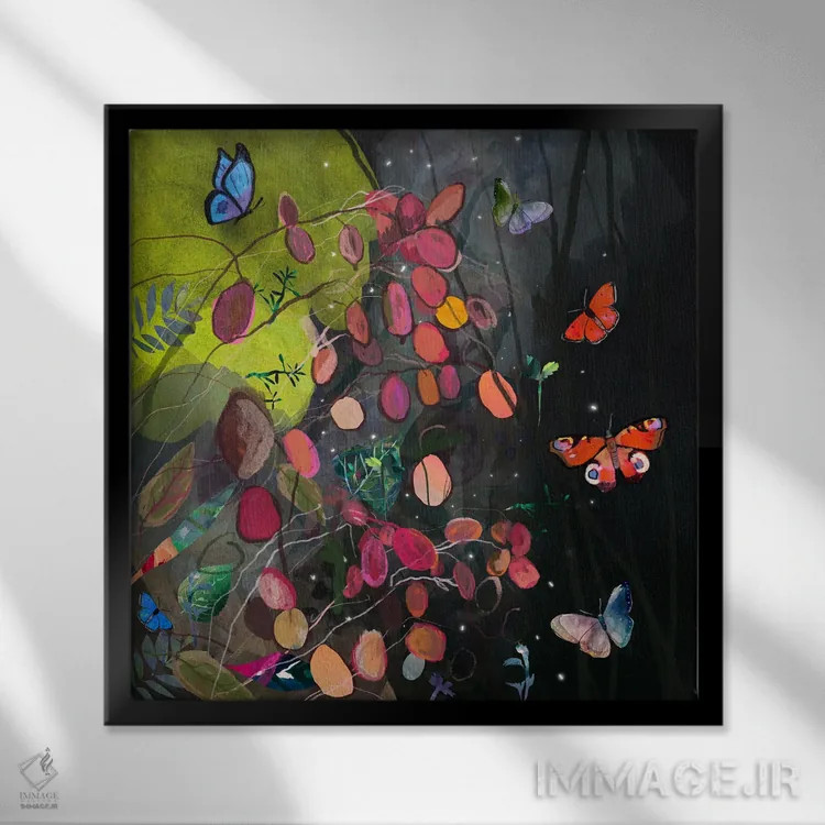 تابلو پروانهها اثر کلر وستوود - نمای قابدار مشکی