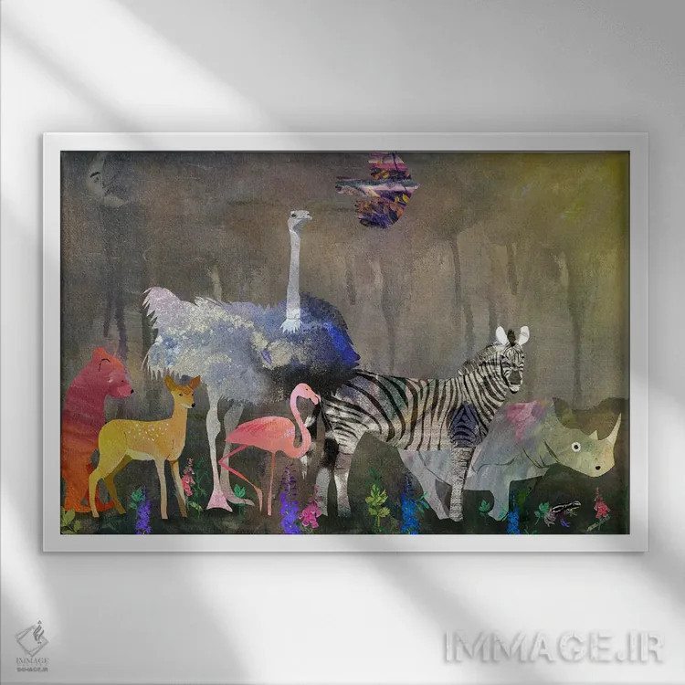 تابلو حیوانات اثر کلر وستوود - نمای قابدار سفید