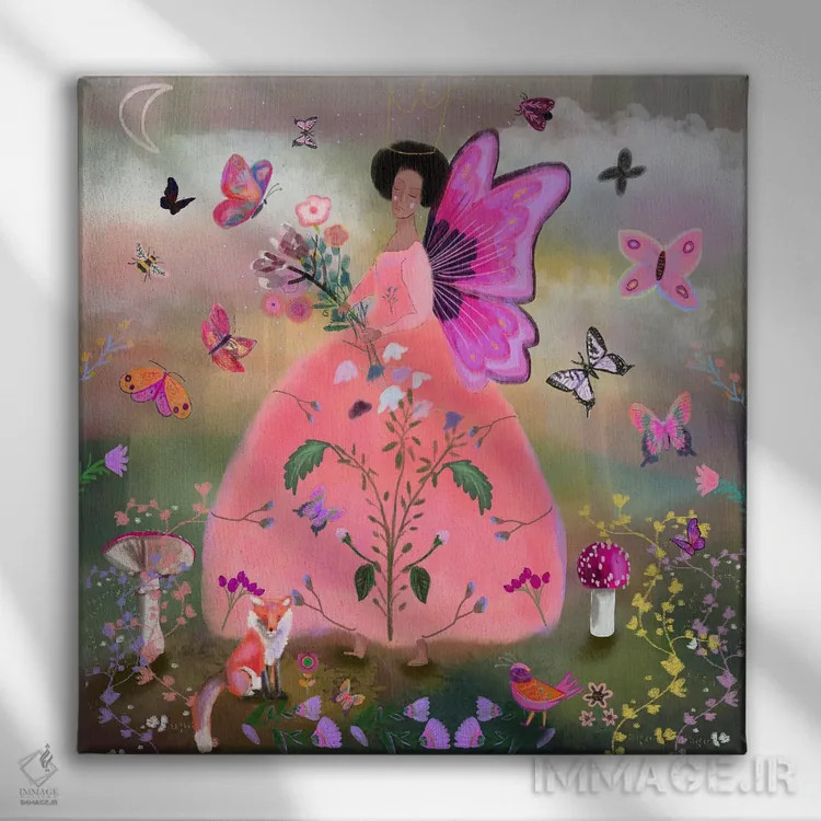 تابلو پیراهن صورتی اثر کلر وستوود - نمای روبهرو روی دیوار