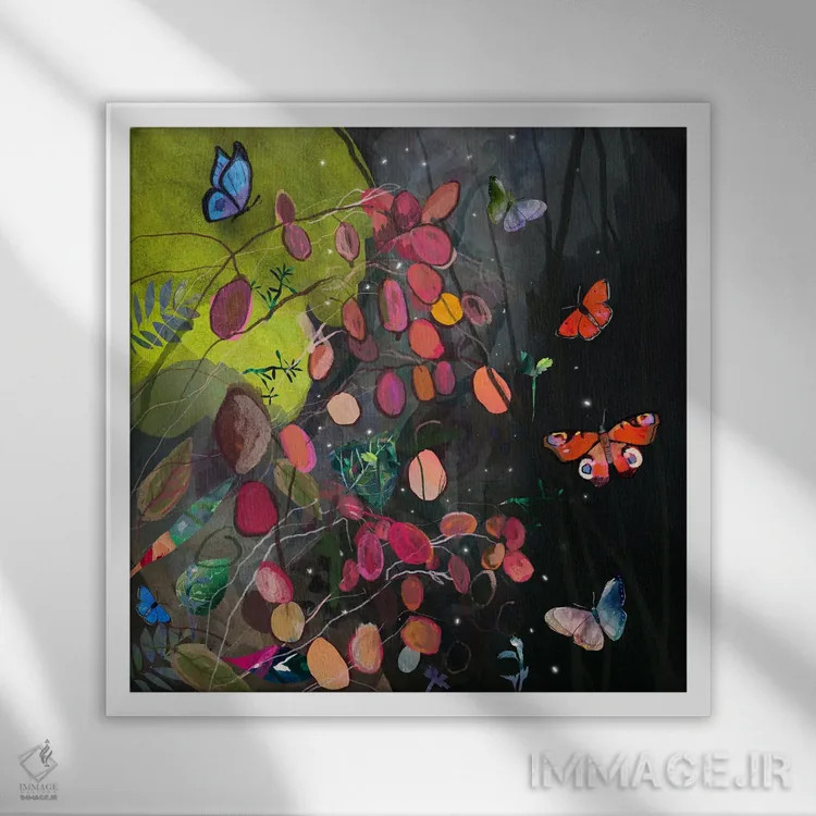 تابلو پروانهها اثر کلر وستوود - نمای قابدار سفید