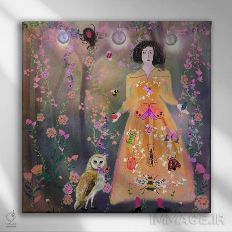 تابلو پیراهن نارنجی اثر کلر وستوود - نمای روبهرو روی دیوار