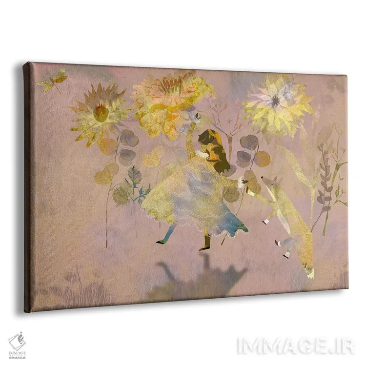 تابلو پیادهروی طلایی و صورتی کمرنگ اثر کلر وستوود - نمای پرسپکتیو محصول