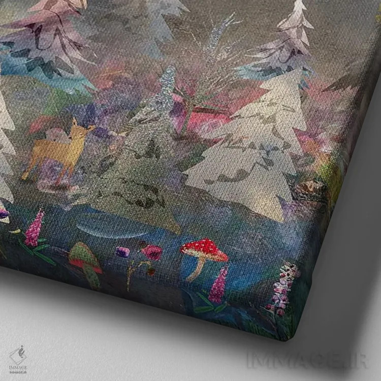 تابلو جنگلهای زمستانی اثر کلر وستوود - نمای نزدیک بافت بوم