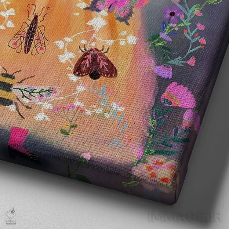 تابلو پیراهن نارنجی اثر کلر وستوود - نمای نزدیک بافت بوم