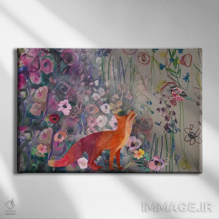 تابلو روباه سر بالا نگاه میکند اثر کلر وستوود - نمای روبهرو روی دیوار