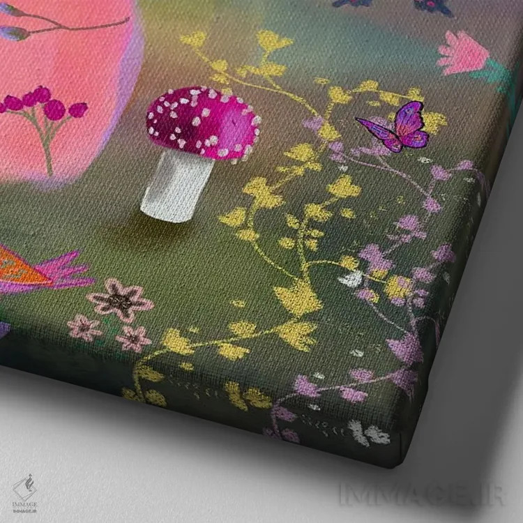 تابلو پیراهن صورتی اثر کلر وستوود - نمای نزدیک بافت بوم