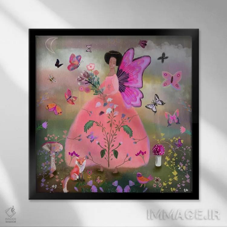 تابلو پیراهن صورتی اثر کلر وستوود - نمای قابدار مشکی