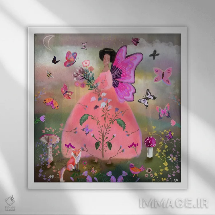 تابلو پیراهن صورتی اثر کلر وستوود - نمای قابدار سفید