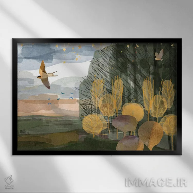 تابلو چوب طلایی اثر کلر وستوود - نمای قابدار مشکی