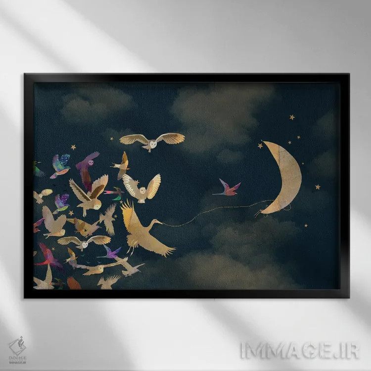 تابلو ماه شب اثر کلر وستوود - نمای قابدار مشکی