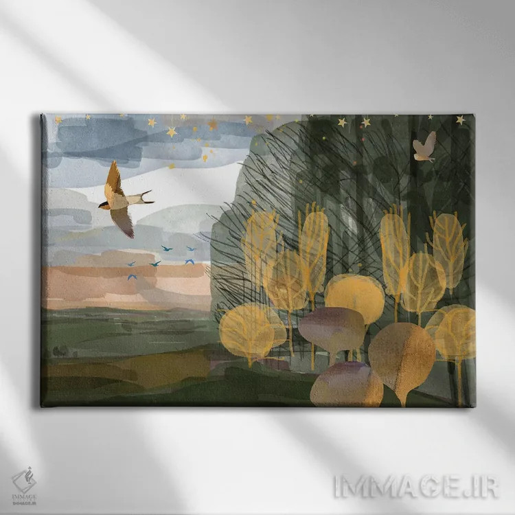 تابلو چوب طلایی اثر کلر وستوود - نمای روبهرو روی دیوار