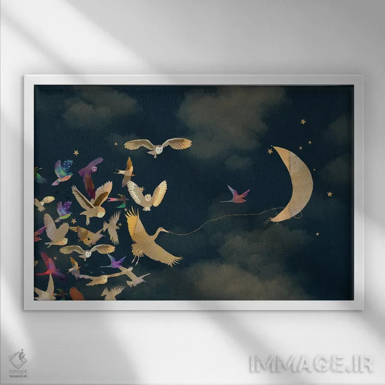 تابلو ماه شب اثر کلر وستوود - نمای قابدار سفید