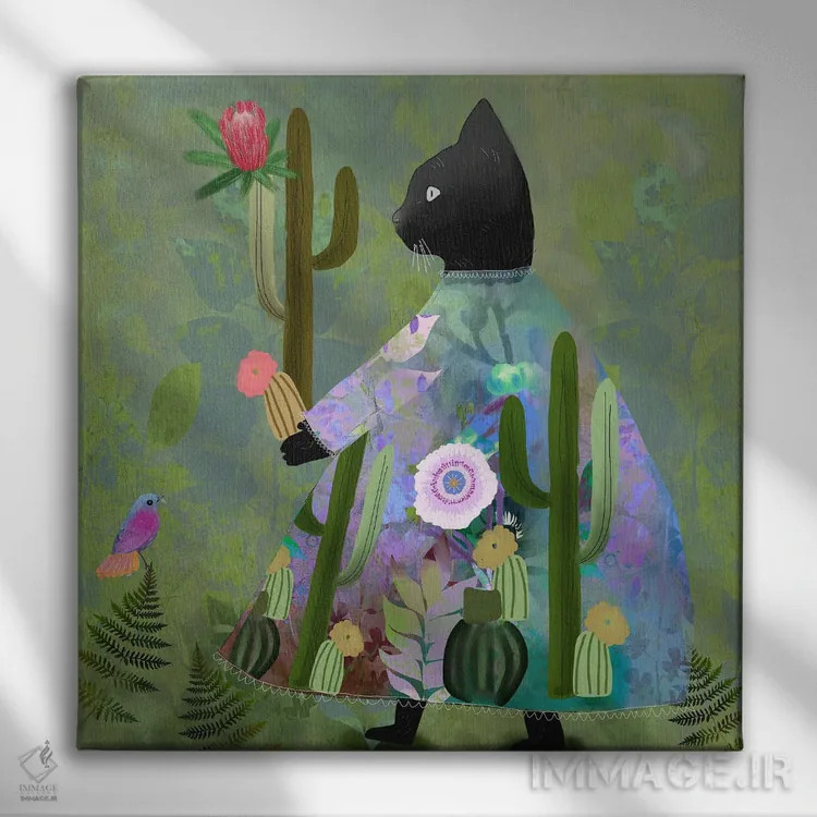 تابلو گربهٔ سیاه اثر کلر وستوود - نمای روبهرو روی دیوار