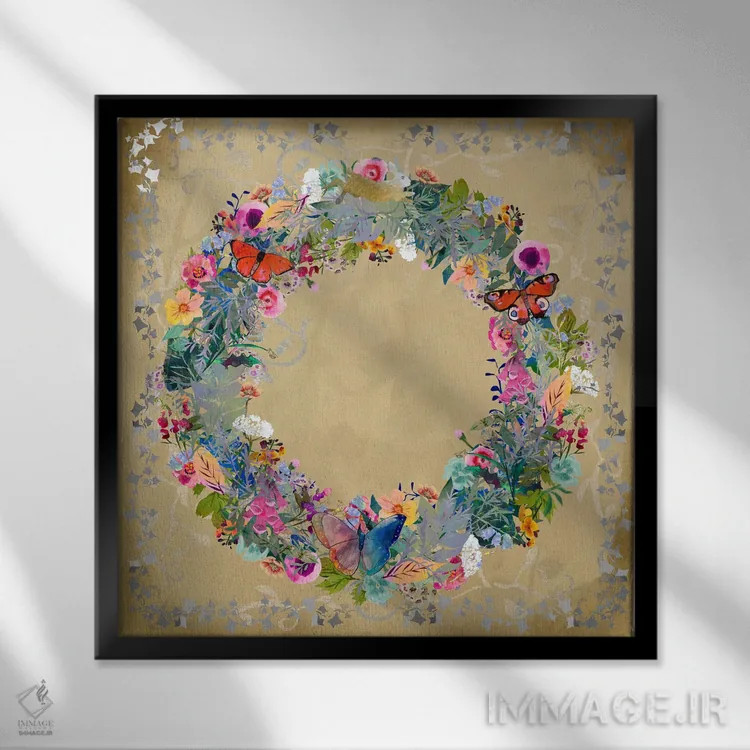 تابلو دایرهٔ گلها اثر کلر وستوود - نمای قابدار مشکی