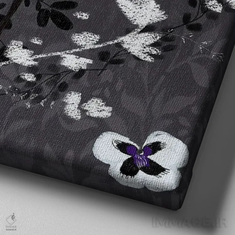 تابلو سیاه و سفید اثر کلر وستوود - نمای نزدیک بافت بوم