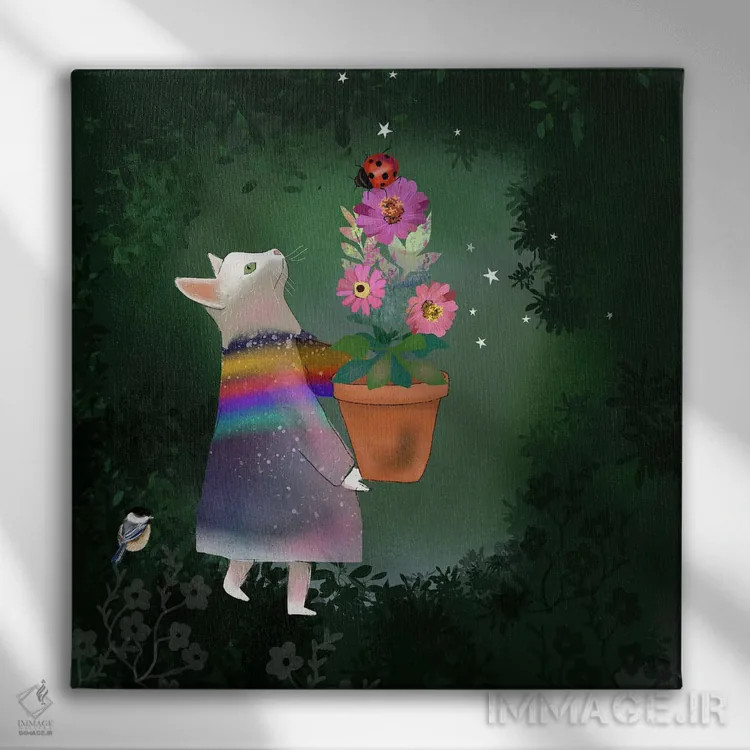 تابلو گربهٔ سفید اثر کلر وستوود - نمای روبهرو روی دیوار