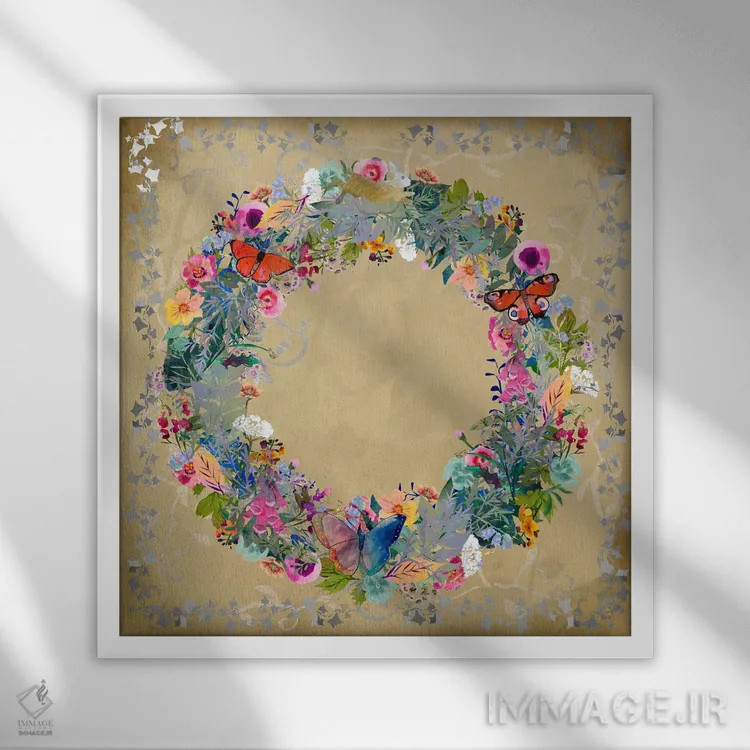 تابلو دایرهٔ گلها اثر کلر وستوود - نمای قابدار سفید