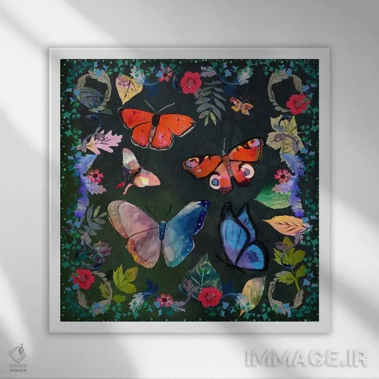 تابلو پروانه اثر کلر وستوود - نمای قابدار سفید