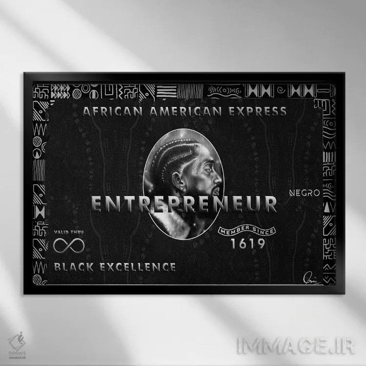 تابلو آمریکن اکسپرس آفریقایی-آمریکایی (اشارهٔ کارت) اثر کریکستوور ادوین - نمای قابدار مشکی