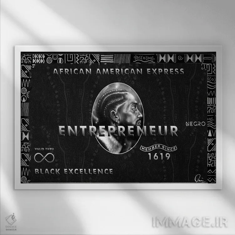 تابلو آمریکن اکسپرس آفریقایی-آمریکایی (اشارهٔ کارت) اثر کریکستوور ادوین - نمای قابدار سفید