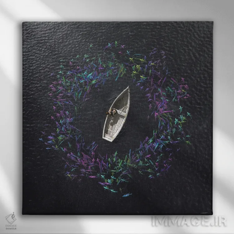 تابلو مد و جزر اثر سینتیا دکر - نمای روبهرو روی دیوار