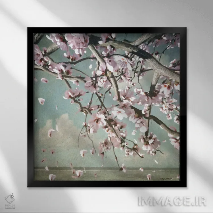 تابلو شکوفههای گیلاس اثر سینتیا دکر - نمای قابدار مشکی