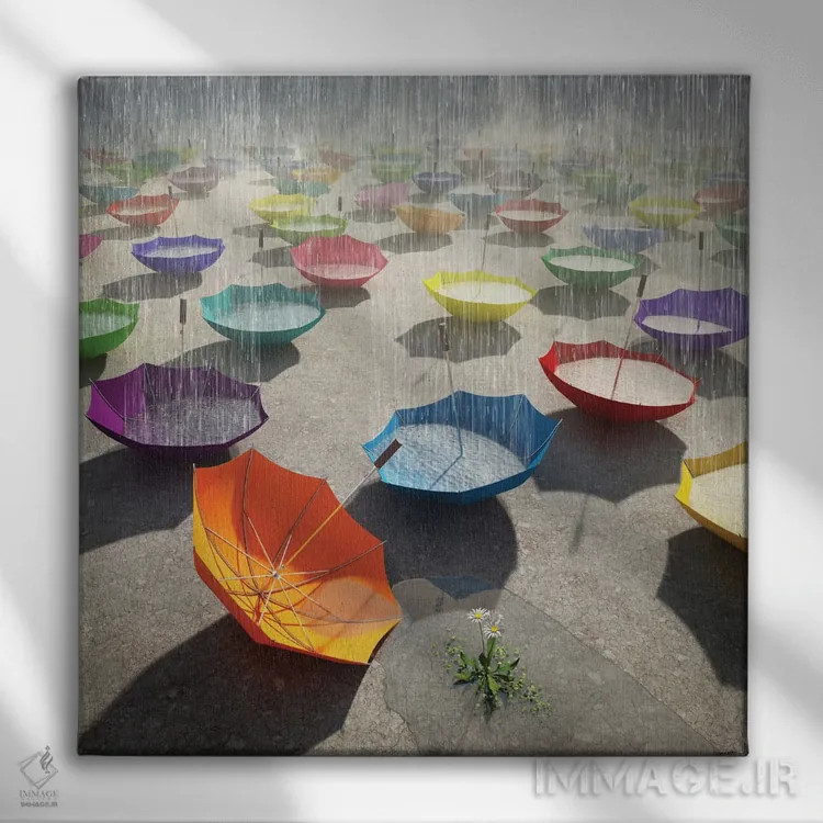 تابلو بارش شدید اثر سینتیا دکر - نمای روبهرو روی دیوار