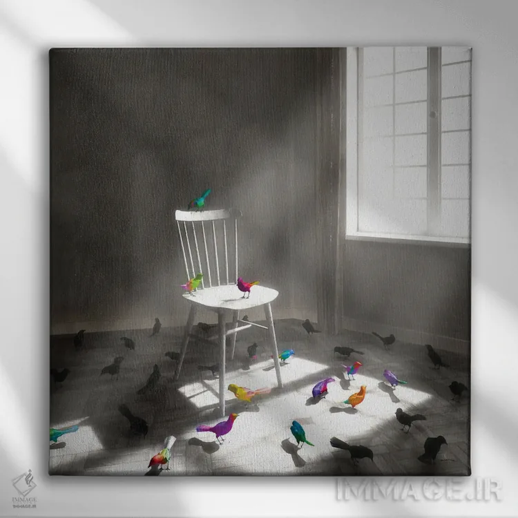 تابلو کالییدوسکوپ (لولهٔ چندرنگ) اثر سینتیا دکر - نمای روبهرو روی دیوار