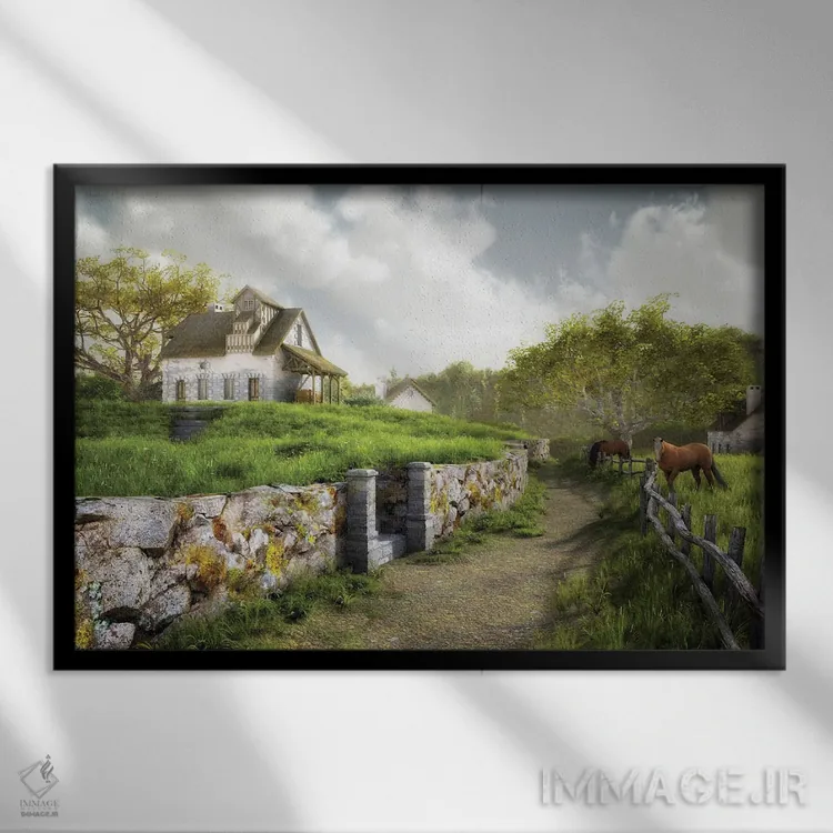 تابلو جادهٔ روستایی اثر سینتیا دکر - نمای قابدار مشکی