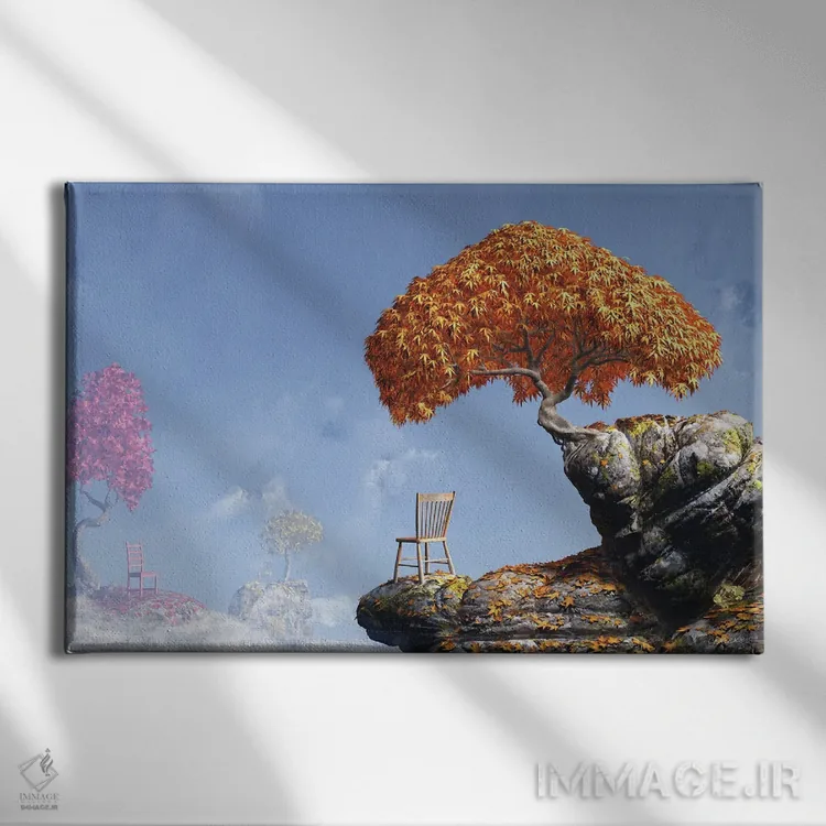 تابلو تماشاگران برگها (سفر پاییزی) اثر سینتیا دکر - نمای روبهرو روی دیوار