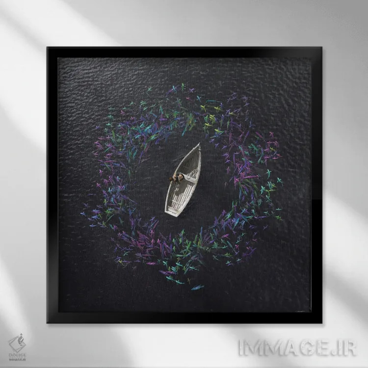 تابلو مد و جزر اثر سینتیا دکر - نمای قابدار مشکی