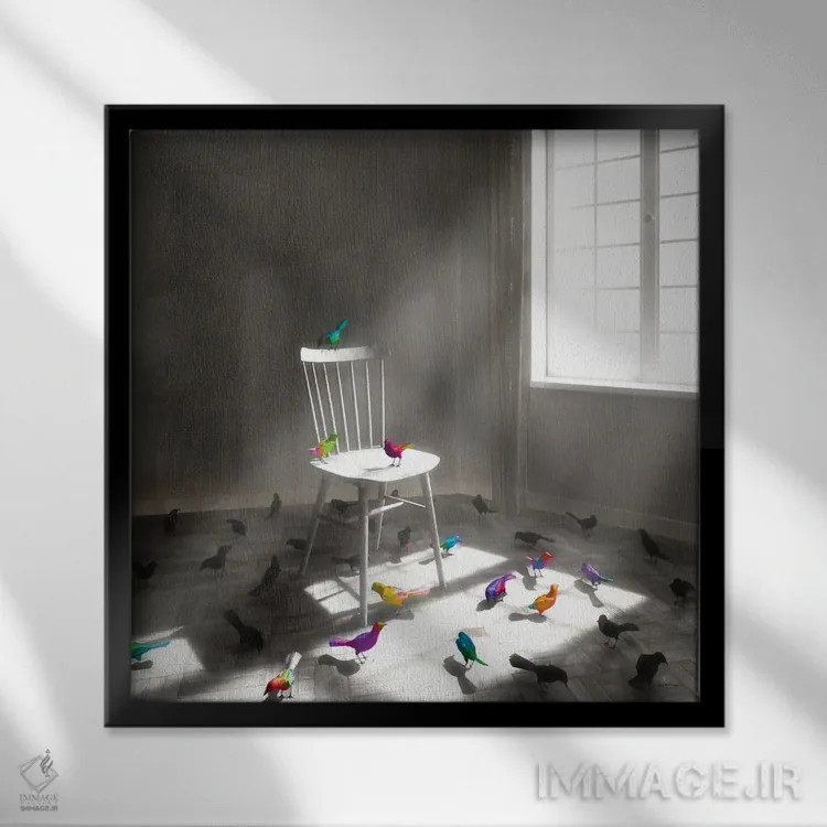 تابلو کالییدوسکوپ (لولهٔ چندرنگ) اثر سینتیا دکر - نمای قابدار مشکی