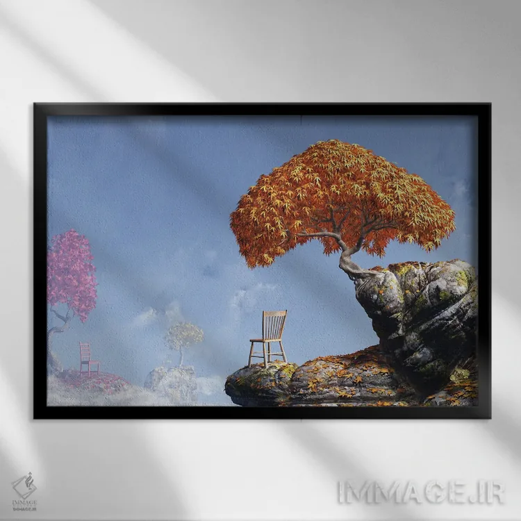 تابلو تماشاگران برگها (سفر پاییزی) اثر سینتیا دکر - نمای قابدار مشکی