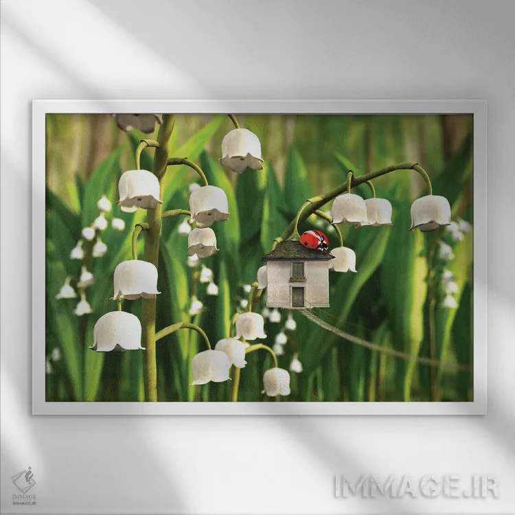 تابلو موگه (زنبق دره، نوع گل) اثر سینتیا دکر - نمای قابدار سفید