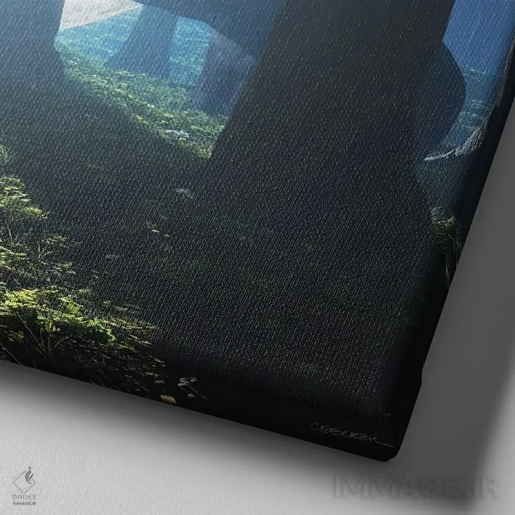 تابلو فرود بر ماه اثر سینتیا دکر - نمای نزدیک بافت بوم